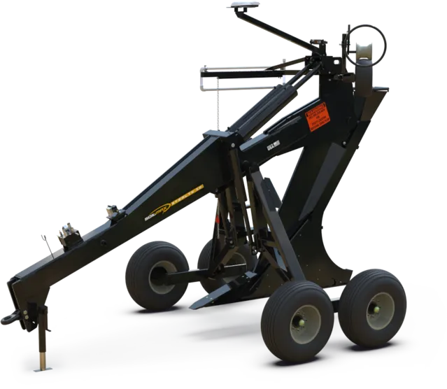 Soil-Max Stealth ZD Pull Type tile plow on tandem wheels with drawbar hitch